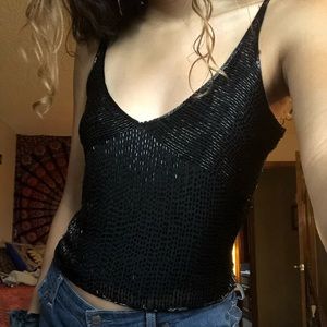 Vintage black beaded blouse